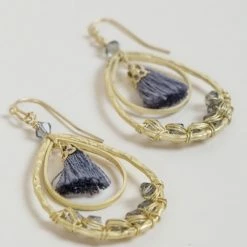 Ten Thousand Villages Tassel Teardrop Bead Occasion Earrings Handcrafted In India