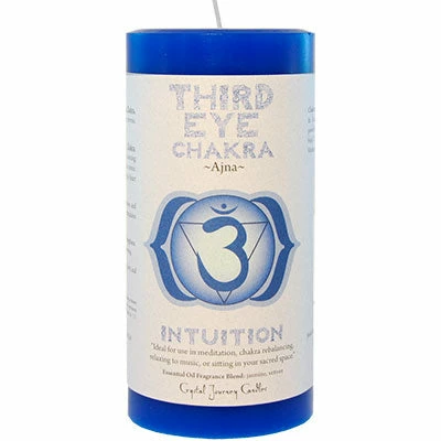 Wholesale 👍 Crystal Journey Candles Candles & Accessories Third Eye Chakra ~ Ajna Chakra Pillar Candle ✨ 3 Crystal Journey Candles Candles & Accessories Third Eye Chakra ~ Ajna Chakra Pillar Candle