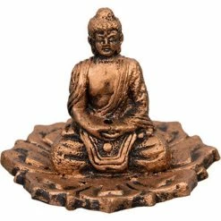 Kheops International Incense & Accessories Buddha On Lotus ~ Antique Copper Clay Incense Holder