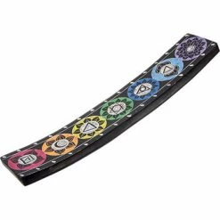 Kheops International Chakras Symbols ~ Black Soapstone Incense Holder