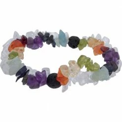 Kheops International Chakras Double Strand Clear Quartz Gemstone Chips And Lava Stones Bracelet ~ A Joy Alchemy Gift Joy Alchemy Collection