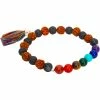 Kheops International Chakra Gemstones And Lava Stone Rudraska Prayer Bracelet ~ A Joy Alchemy Gift