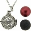 Kheops International Aromatherapy Lava Necklace ~ Hearts Sphere Pendant Aromatherapy Gifts