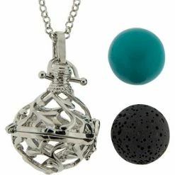 Kheops International Aromatherapy Gifts Aromatherapy Lava Necklace ~ Leaves Pendant