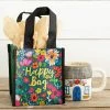 Natural Life Teal Gold Floral Small Recycled Happy Bag (S)