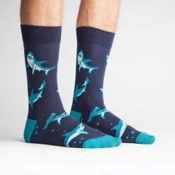 Sock It To Me Socks! Socks! Socks! Shark Attack Men's Crew Socks
