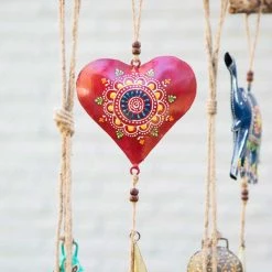 Matr Boomie Global Fair Trade Gifts Henna Treasure Heart Bell Chime Handcrafted In India