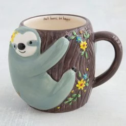 Natural Life Sloths "Don't Hurry, Be Happy" Sloth Folk Art Mug