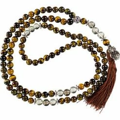 Kheops International Meditation & Prayer Gifts Owl Tiger Eye And Lemon Topaz ~ Mala Prayer Beads