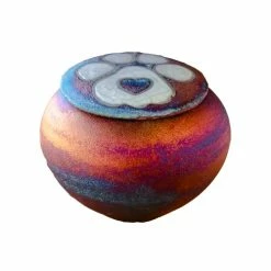 Raku Potteryworks Metaphysical & Divination Gifts Paw Print Silhouette Dreamcatcher Jar From Raku Pottery