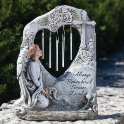 Roman, Inc. Angel Gifts Always Remembered Forever Loved ~ Memorial Wind Chime Angel Garden Statue