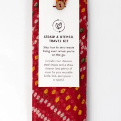 Ten Thousand Villages Reusable Drinking Straw With Sari Pouch Travel Kit Handcrafted In India