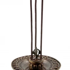 Om Imports Buddha Tibetan Incense Burner Round Antique - 3.75"H, 5"D