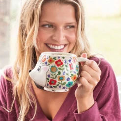 Natural Life Floral Hedgehog Folk Art Mug
