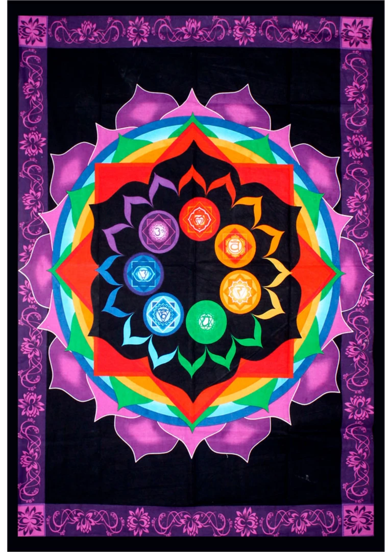 Discount ๐ Kheops International Cotton Single Tapestry Rainbow Chakra ๐ 3 Kheops International Cotton Single Tapestry Rainbow Chakra