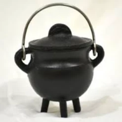 New Age Imports Metaphysical & Divination Gifts Cast Iron Cauldron W/lid 3"H 2.75"D