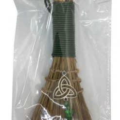 Kheops International Metaphysical & Divination Gifts Altar Wicca Broom - Triquetra W/ Green Aventurine