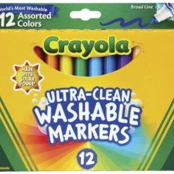 Notions Kids Crafts & Activities 12 Count Crayola Ultra-Clean Broad Line Washable Markers Assorted Colors