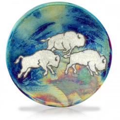 Raku Potteryworks Bison Extra Large Silhouette Plate From Raku Pottery