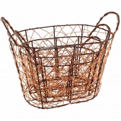 World Buyers New Arrivals! Handmade Copper & Brown Wash Wire 3 Piece Nesting Basket