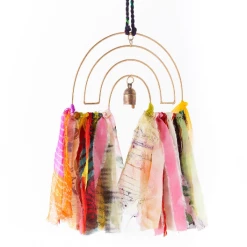 Matr Boomie Global Fair Trade Gifts Rainbow Dream Sari Tassels Swapna Bell Chime Handcrafted In India