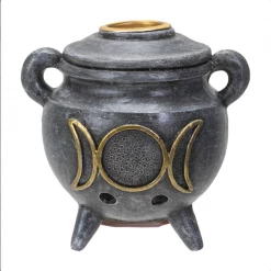 Pacific Trading Triple Moon Cauldron Backflow Cone Incense Burner Incense & Accessories