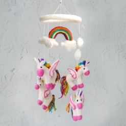 The Winding Road Unicorns Rainbow Unicorn Hanging Mobile Handcrafted In Nepal