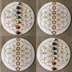 Zen And Meow Flower Of Life Chakras Crystal Grid Crystals & Tumbled Stones