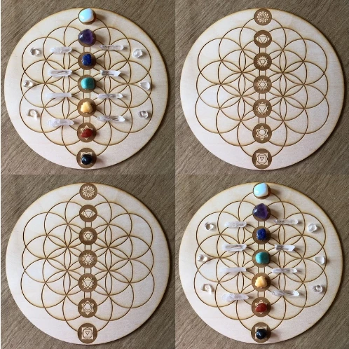 Outlet โจ Zen And Meow Flower Of Life Chakras Crystal Grid Crystals & Tumbled Stones ๐ 4 Zen And Meow Flower Of Life Chakras Crystal Grid Crystals & Tumbled Stones