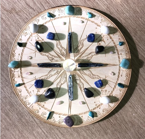 New 😍 Zen And Meow Crystals & Tumbled Stones Compass Crystal Grid ⭐ 4 Zen And Meow Crystals & Tumbled Stones Compass Crystal Grid