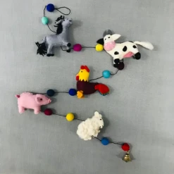 The Winding Road Global Fair Trade Gifts Farm Animals Felted Wool Garland Handcrafted In Nepal