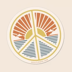 Soul Flower Peace Symbol Ocean Sunshine Scene Sticker