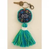 Natural Life Be Nice Work Hard Be Brave Mantra Beaded Tassel Keychain