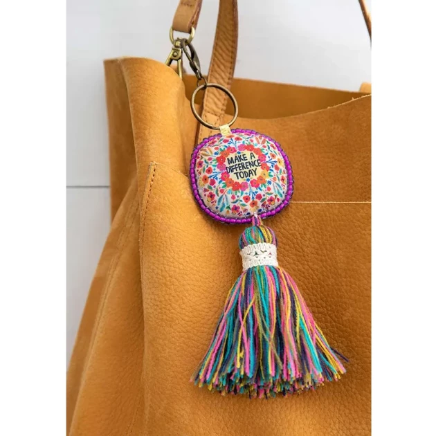 Hot Sale ๐ Natural Life Make A Difference Mantra Beaded Tassel Keychain ๐ 4 Natural Life Make A Difference Mantra Beaded Tassel Keychain