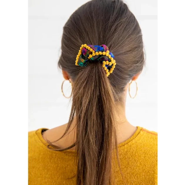 Top 10 😉 Natural Life Pom Pom Hair Scrunchie Purple Floral/Gold Set ✨ 5 Natural Life Pom Pom Hair Scrunchie Purple Floral/Gold Set