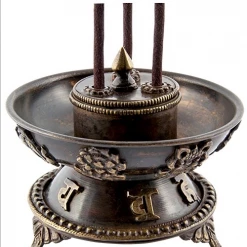 Om Imports Tibetan Copper Incense Burner 3.5"H, 4"D