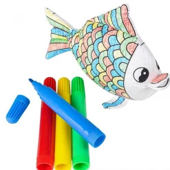 RI Novelty Fish Color-A-Pal Marker And Plush Canvas Set Kids Crafts & Activities
