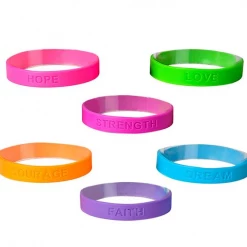 Budget 🥰 RI Novelty 6 Positive Words Rubber Bracelets 🎁 5 RI Novelty 6 Positive Words Rubber Bracelets
