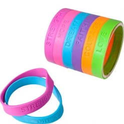 RI Novelty 6 Positive Words Rubber Bracelets