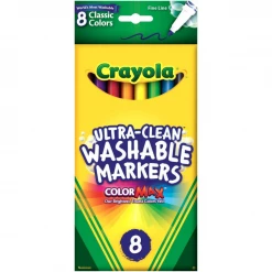 Notions 8 Count Crayola Ultra-Clean Color Max Fine Line Washable Markers Classic Colors Kids Crafts & Activities