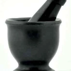Om Imports Black Stone Mortar & Pestle - 3"H, 3"D