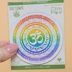 Soul Flower Rainbow OM Mandala Mindful Magnet