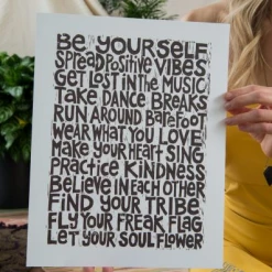 Let Your Soul Flower Positive Vibes Manifesto Art Print