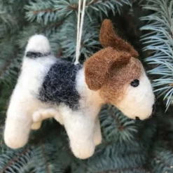 The Winding Road Puppy Dog Hand-Felted Wool Ornament Handcrafted In Nepal