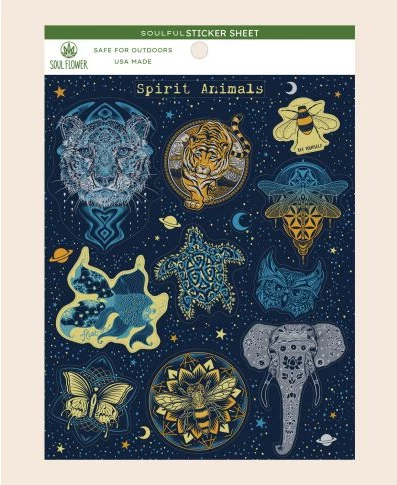 Brand new 😍 Soul Flower Spirit Animals Sticker Sheet 👏 3 Soul Flower Spirit Animals Sticker Sheet