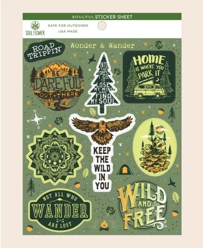 Outlet 💯 Soul Flower Wonder & Wander, Wild & Free Sticker Sheet 🎁 3 Soul Flower Wonder & Wander, Wild & Free Sticker Sheet