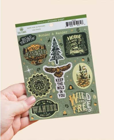Outlet 💯 Soul Flower Wonder & Wander, Wild & Free Sticker Sheet 🎁 4 Soul Flower Wonder & Wander, Wild & Free Sticker Sheet