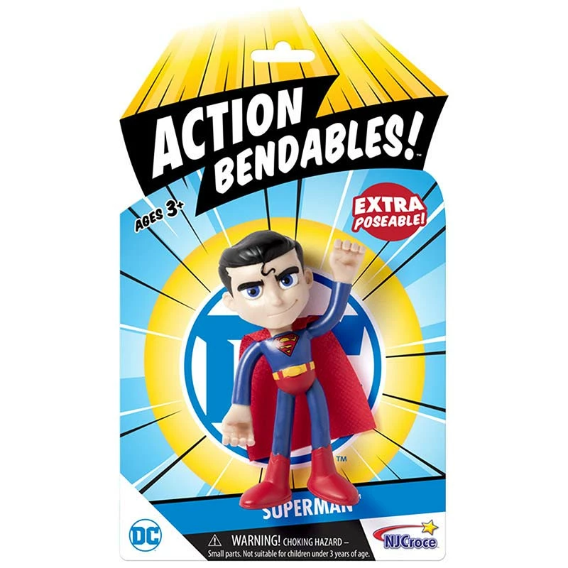 New ๐ Toysmith Superman Action Bendable Figure โจ 3 Toysmith Superman Action Bendable Figure