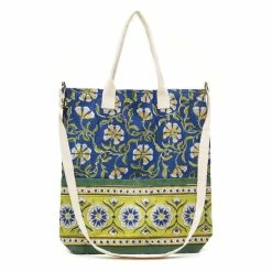 Matr Boomie Global Fair Trade Gifts Kalini Multi-Purpose Tote - Indigo & Lime Handcrafted In India