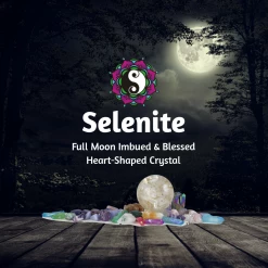 Dave & Shannon Full Moon Blessed Heart-Shaped Carved Selenite ~ A Joy Alchemy Gift Joy Alchemy Collection